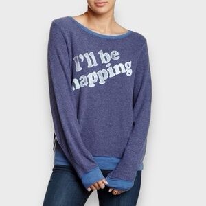 Wildfox I'll Be Napping Sweatshirt Size Large Pullover Crewneck Blue Thin Fleece
